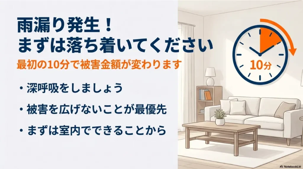雨漏り発生から最初の10分間で被害を最小限に抑えるための心構え
