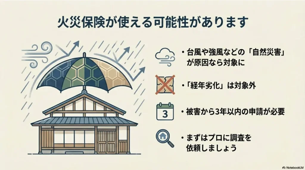 自然災害が原因の場合に火災保険が適用される条件や申請期限（3年以内）の解説