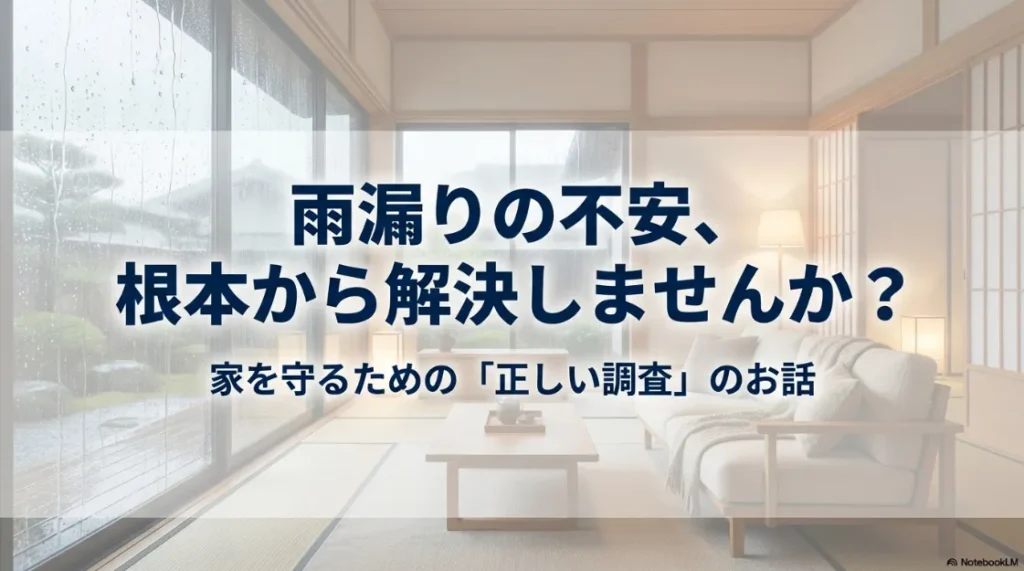 雨漏り不安を根本から解決するための「正しい調査」についてのガイド表紙。