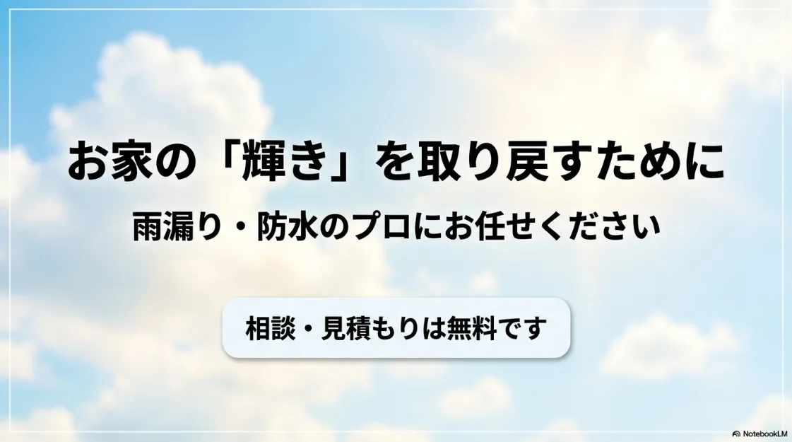Live Shineによる雨漏り無料相談・見積もりの案内。お家の輝きを取り戻すためのお手伝い。