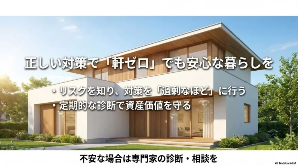 正しい対策と定期診断で、軒ゼロ住宅でも資産価値を守り安心な暮らしを実現するためのまとめ