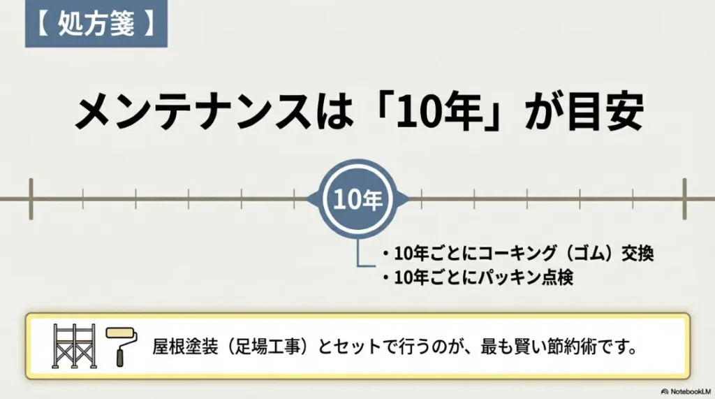 10年ごとのコーキング交換や点検の重要性と、屋根塗装とセットで行う節約術の解説