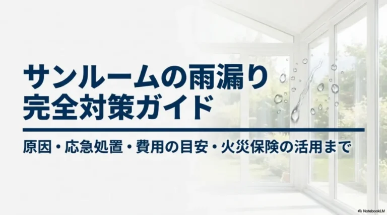 サンルームの雨漏りを解決！原因から修理費用・火災保険まで解説