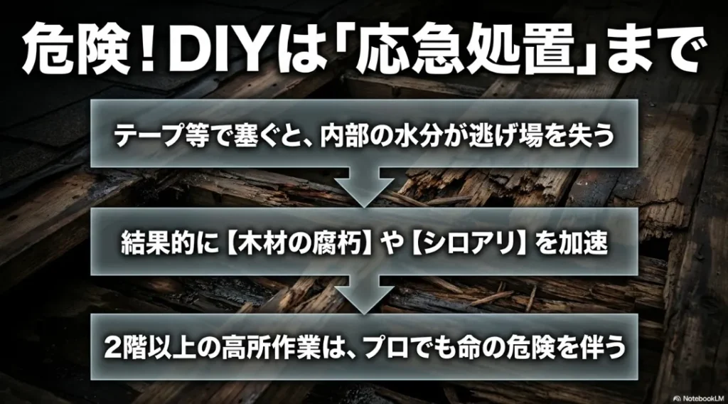 DIYによる雨漏り補修の限界と内部腐食のリスク