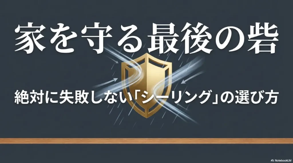 外壁の隙間を埋めるシーリング材が家を雨漏りから守るイメージ