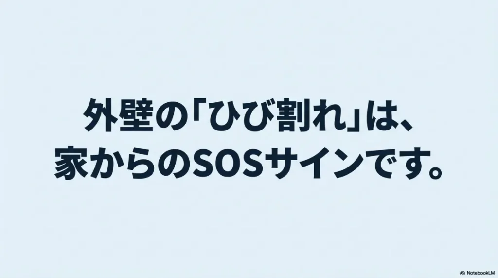外壁のひび割れが建物の劣化を示すSOSサインであることを伝えるイメージ画像