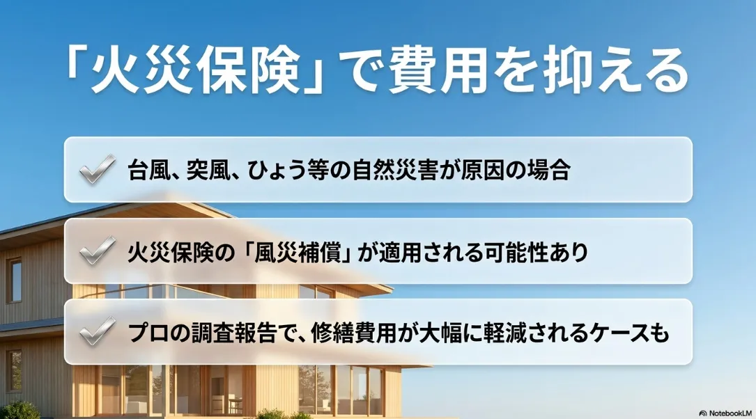 火災保険の風災補償を活用した屋根修繕費用の負担軽減