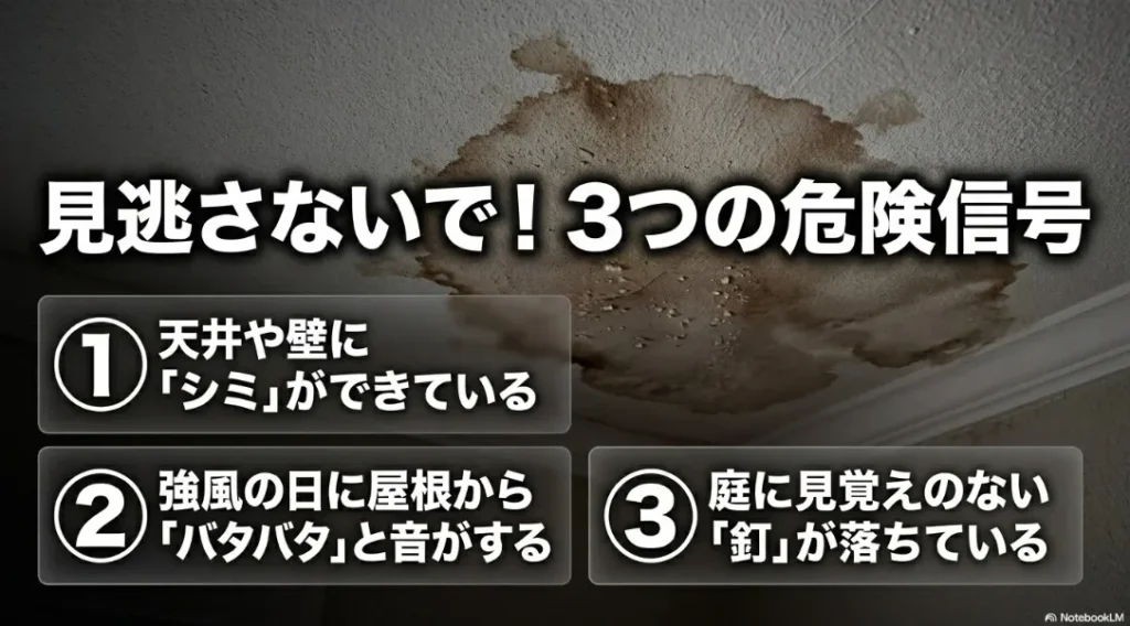 天井のシミや異常音などトタン屋根の雨漏り危険信号