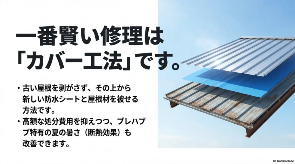 古い屋根を剥がさず新しい屋根材を被せるカバー工法の解説
