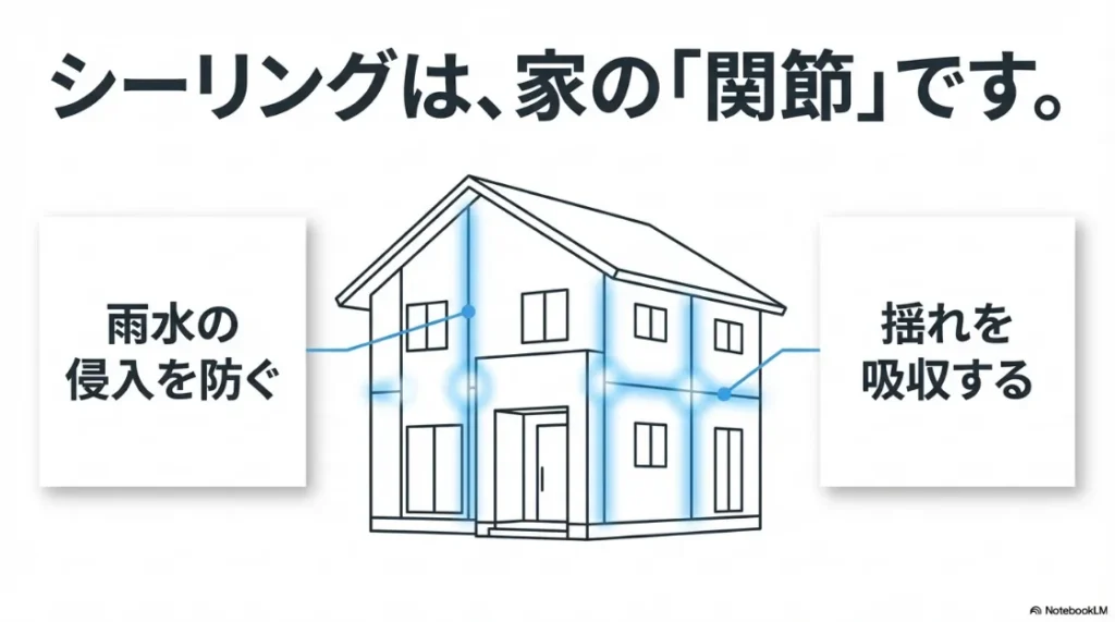 シーリングの役割:雨水侵入防止と揺れの吸収(建物の関節)
