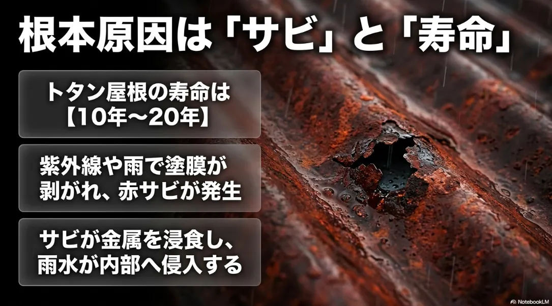 トタン屋根の寿命とサビによる雨漏りの根本原因