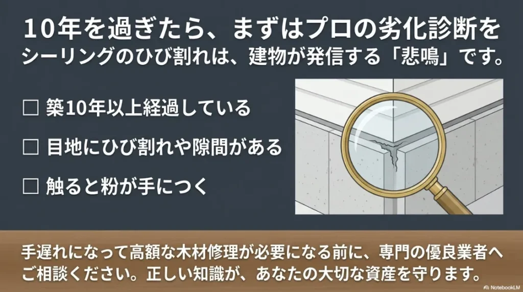 築10年以上の家で確認すべき、ひび割れや粉吹きなどの劣化診断セルフチェックリスト