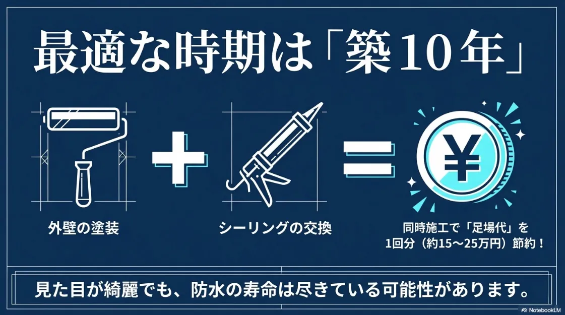 築10年前後の外壁塗装と同時施工による足場代節約のメリット