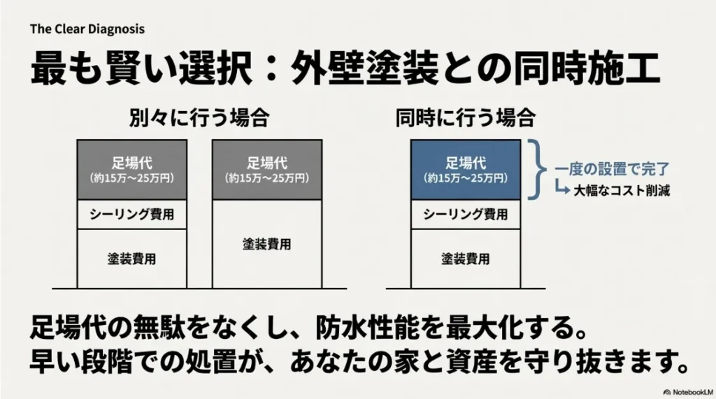 外壁塗装と同時に行うことで足場代を節約し、コスト削減するメリット