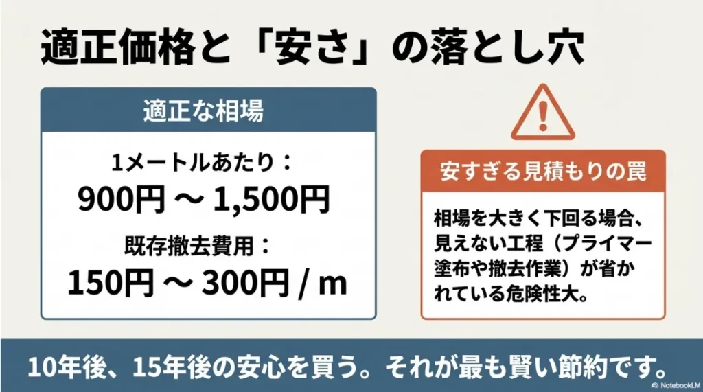 シーリング工事の適正単価相場と、安すぎる見積もりの危険性についての解説