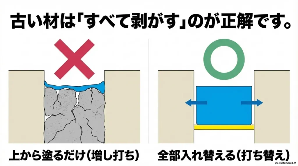 シーリング工事は「増し打ち」ではなく「打ち替え」が正解