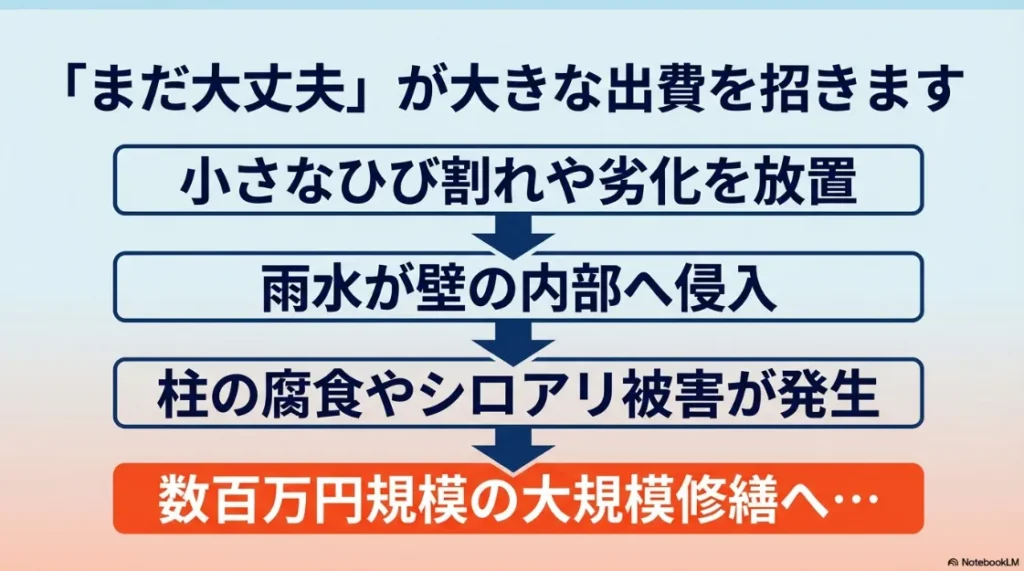 ヘアクラック（0.3mm未満）と構造クラック（0.3mm以上）の違いと緊急度を比較した図解スライド