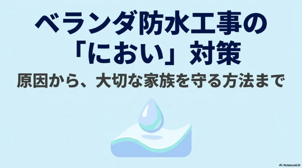 ベランダ防水工事の「におい」対策：原因から大切な家族を守る方法までを解説するタイトルスライド