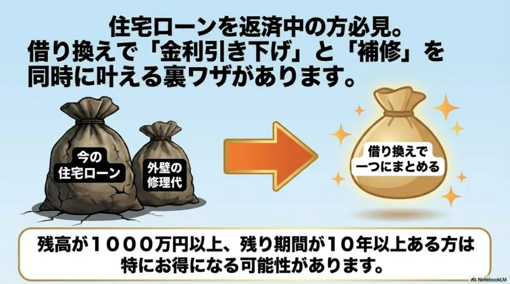 住宅ローンの借り換えを活用して外壁修理費用を一本化するメリットと対象条件の解説