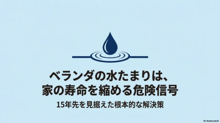 ベランダの防水層に水たまりができる原因と15年先を見据えた解決策