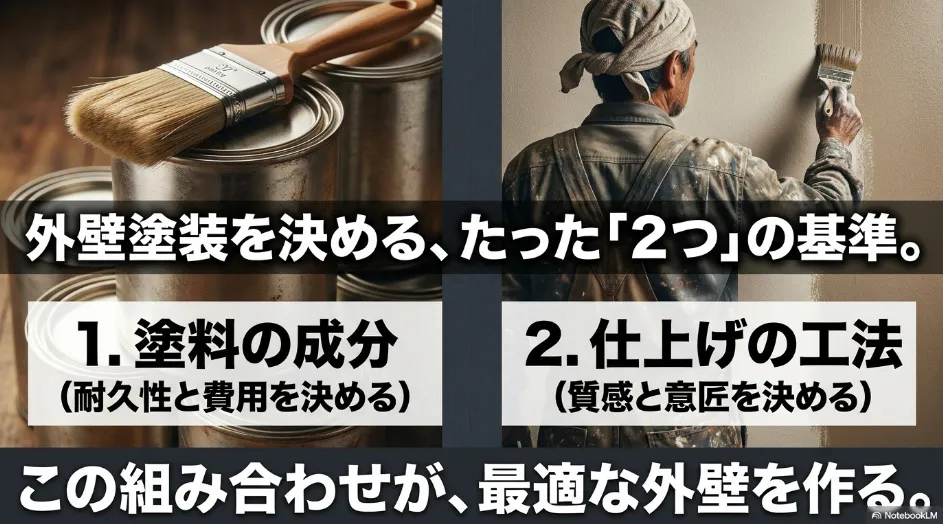 外壁塗装を決める2つの基準。塗料の成分と仕上げの工法