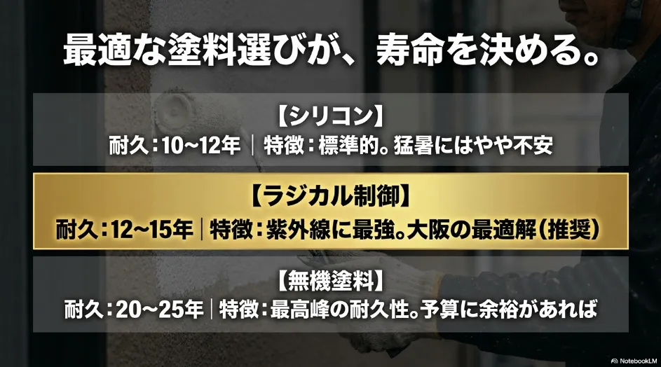外壁の寿命を決める最適な塗料選びと耐久年数の比較