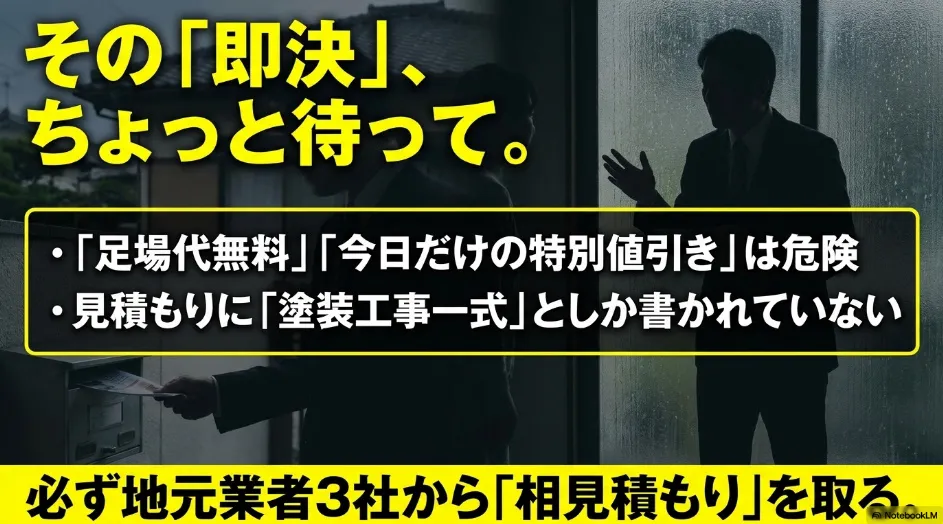 悪質な外壁塗装業者の手口と相見積もりの重要性